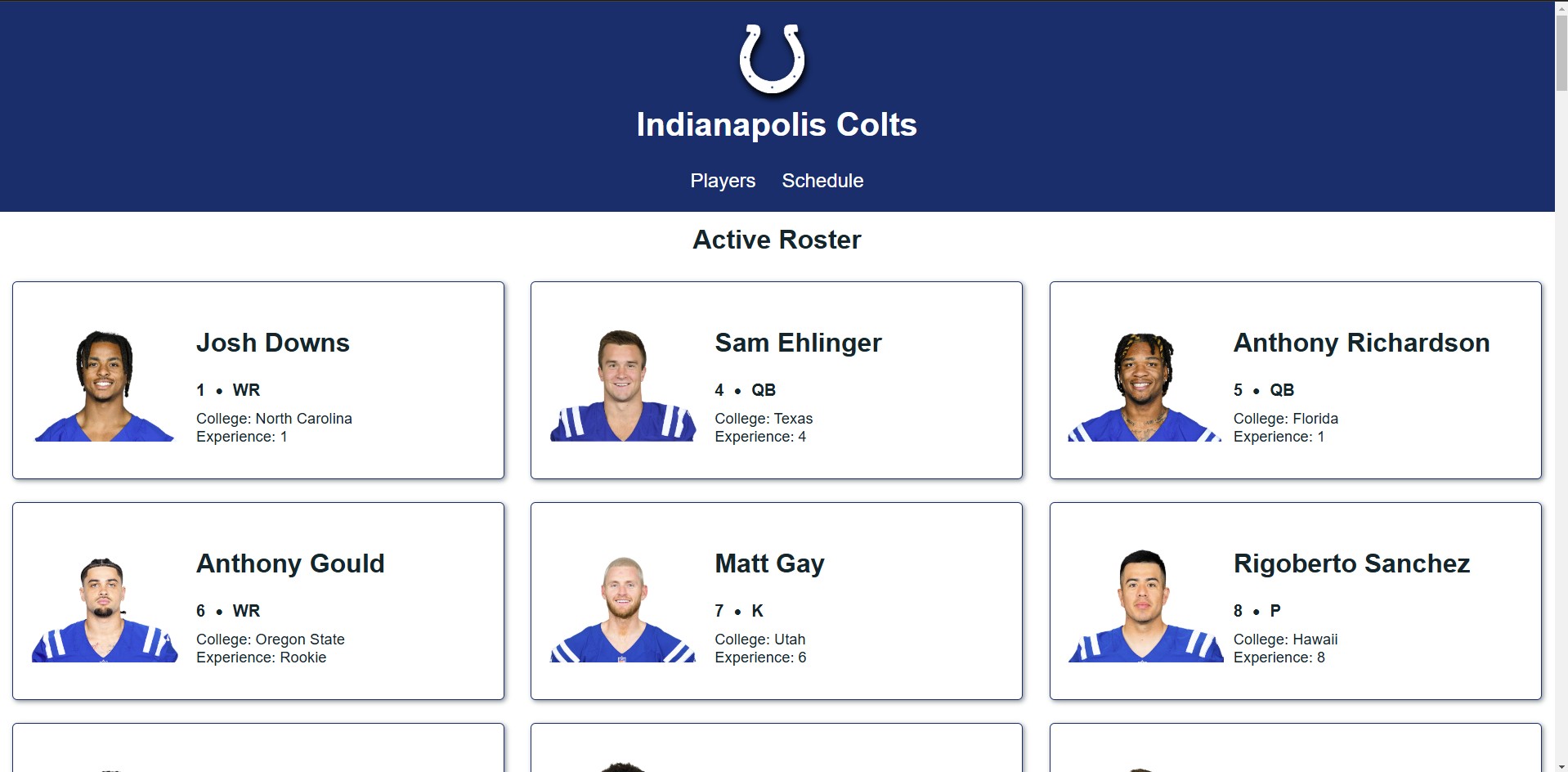 Indianapolis Colts App Screenshot